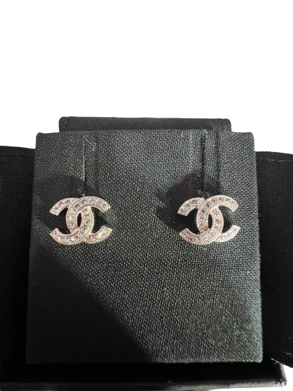 Chanel Classic Mini CC Crystals Earrings in SHW
